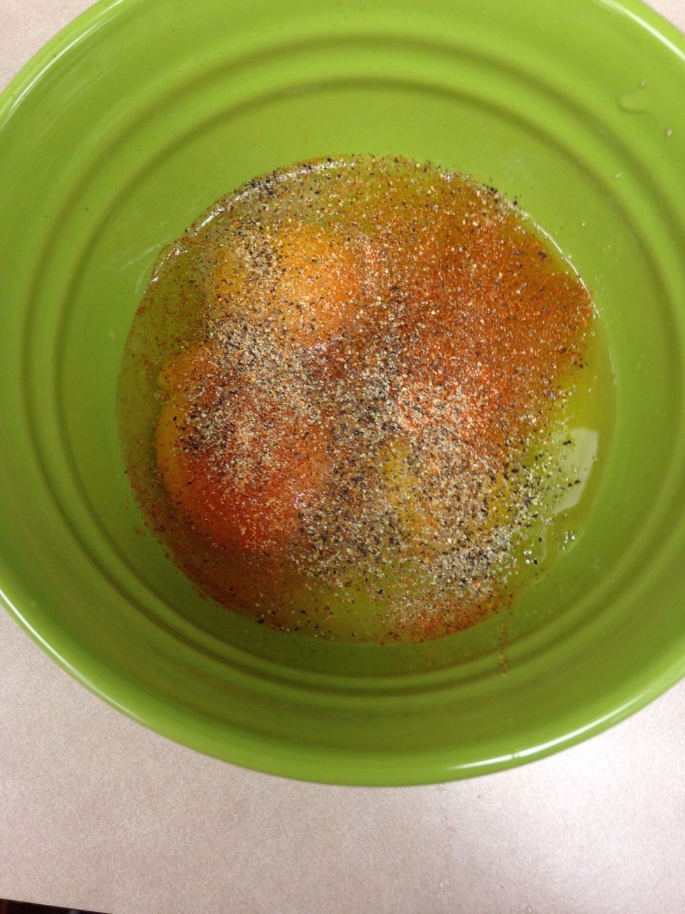 5). Add seasoning of your choice to eggs in bowl