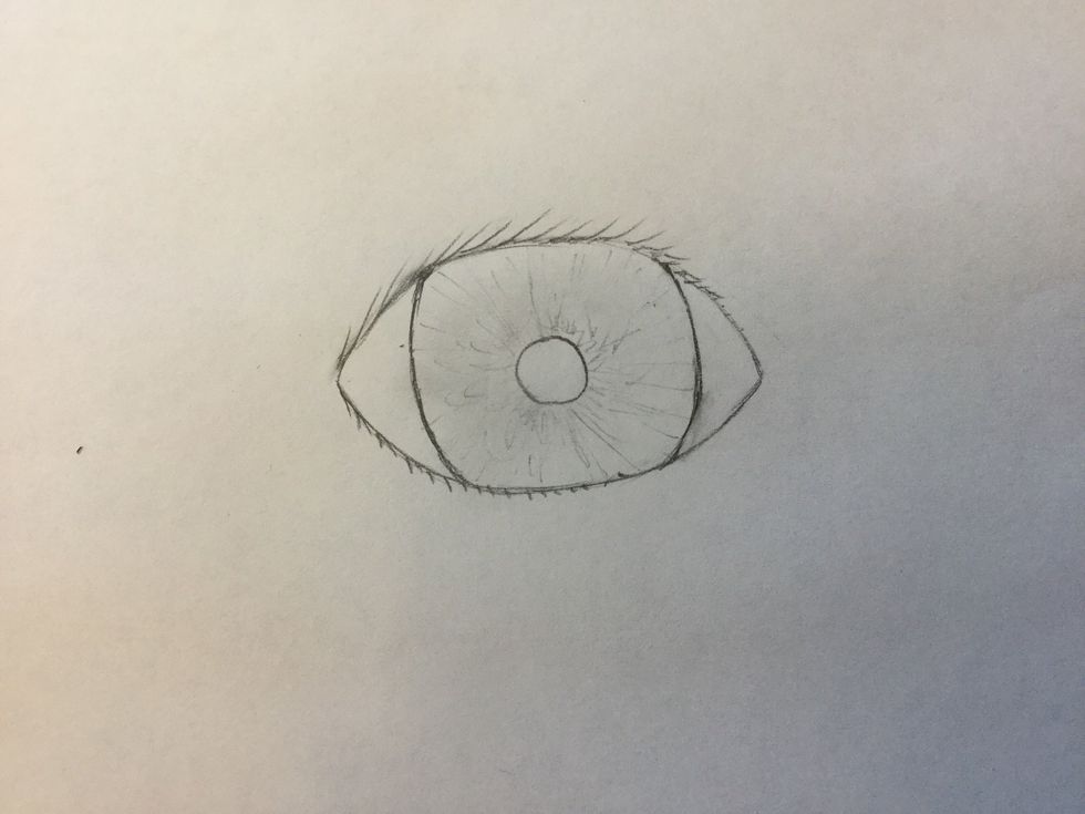 5. Add the eyelashes going slightly one direction