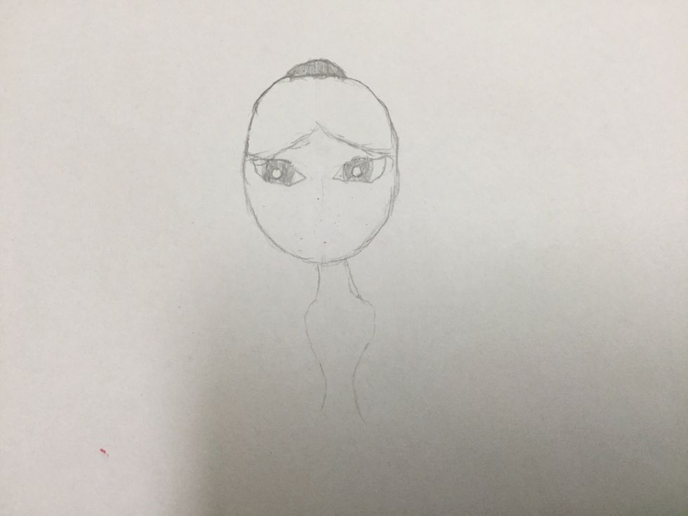 5. Draw her neck and her body