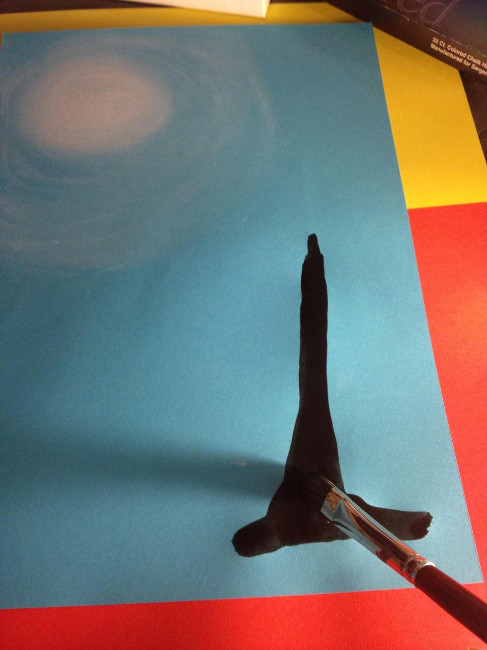 5. I start drawing leg tree as shown , and i Will make the black water in the tree stalk a fairly large quantity .