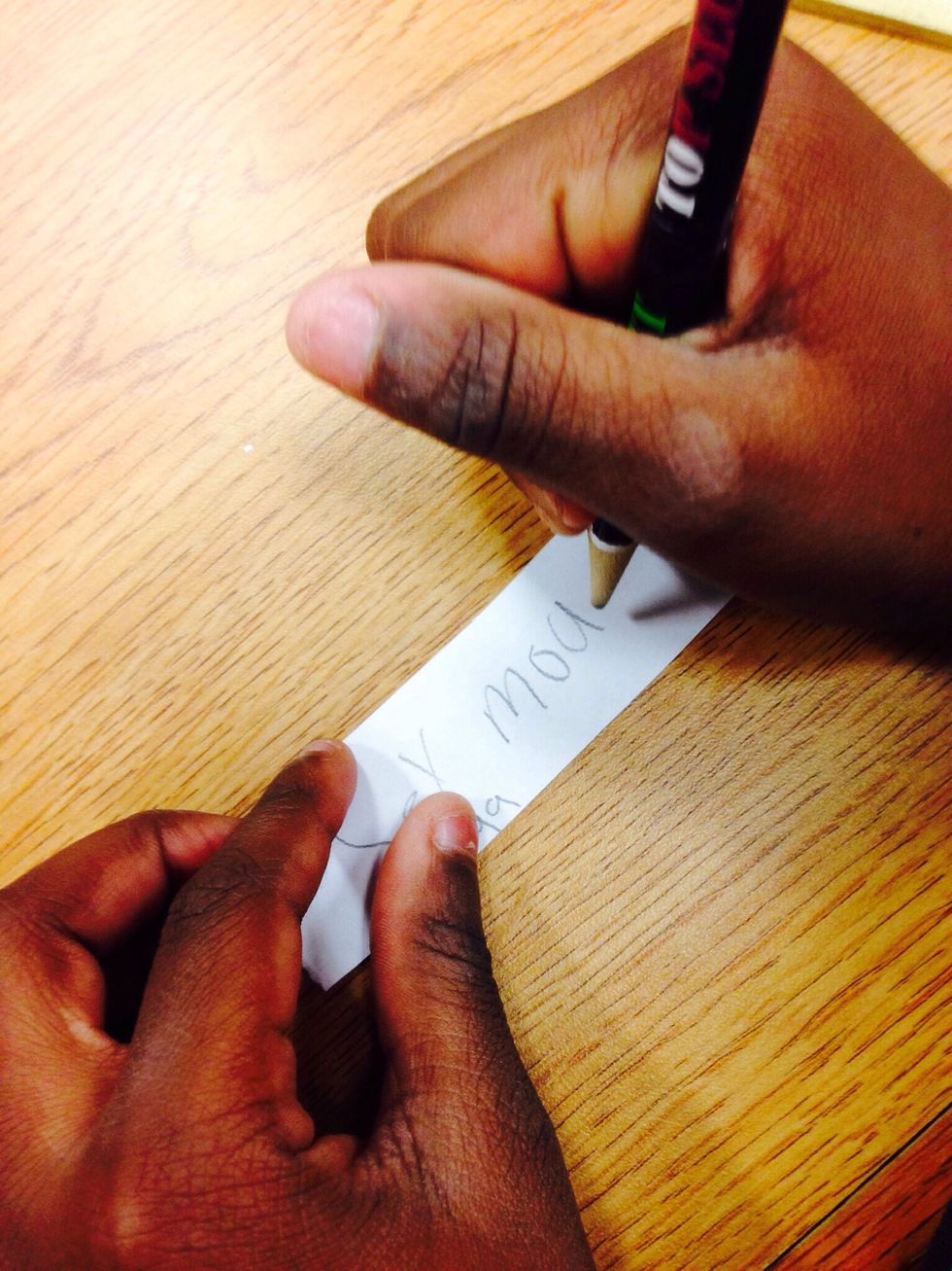 5. If the book is in, you write down the title and the call number on a piece of scrap paper.