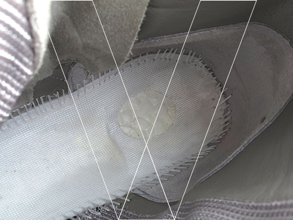 5. Insole: Remove the sockliner insert and you can see the Boost system material. Make sure the molded bubble like material is showing. Also take note of the stitching joining the insole to the upper.