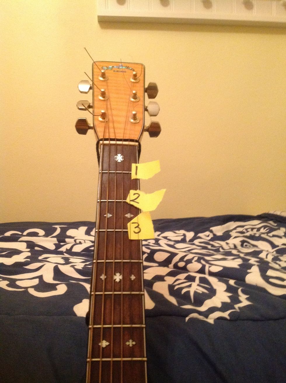 5.) Look at the different fret boards and count the frets as fret 1 at the top of the guitar, 2 next, and so on.