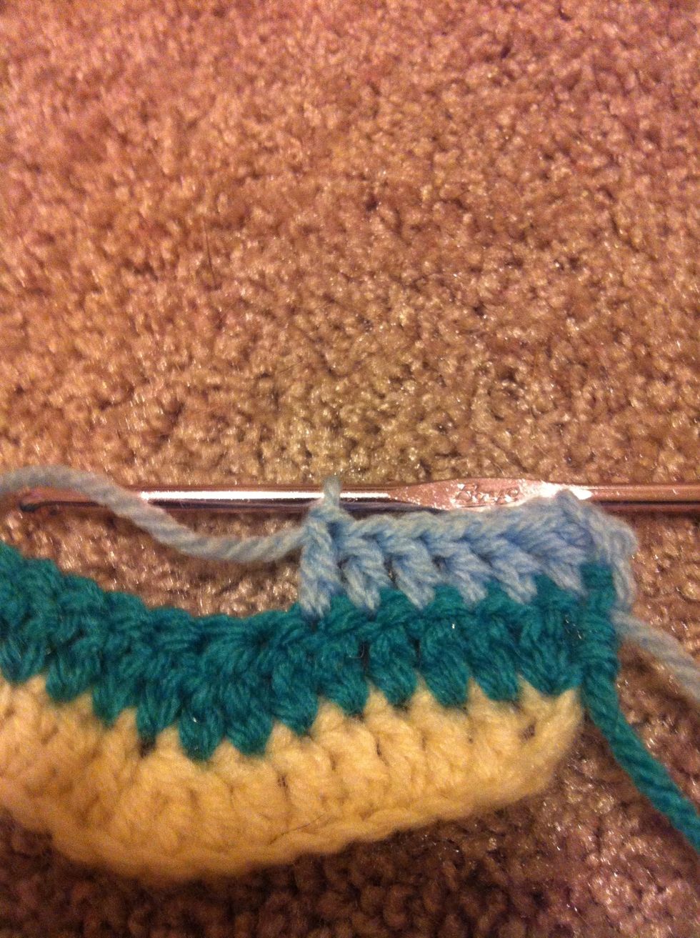 5 more double crochet into the next 5 stitches