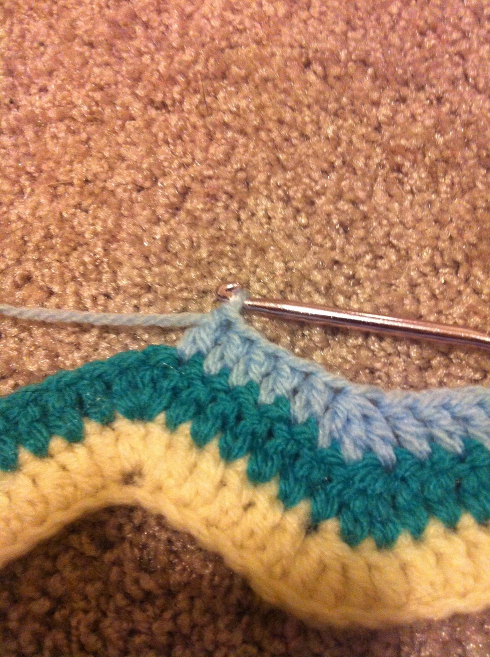 5 more double crochet into the next 5 stitches