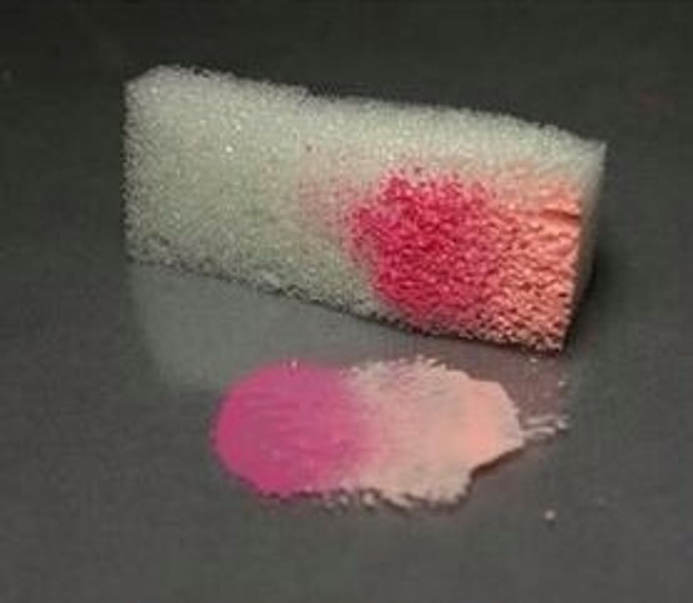 5. Push makeup sponge onto the nail firmly and hold for 10 sec before removal. It's ok if it turns out messy around nail because you'll clean it up once done. Repeat steps 2-5 with each application.