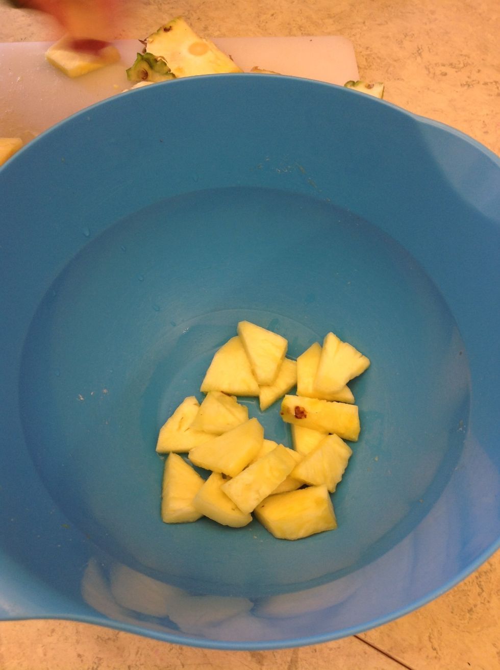 5. Put the pieces into the bowl.