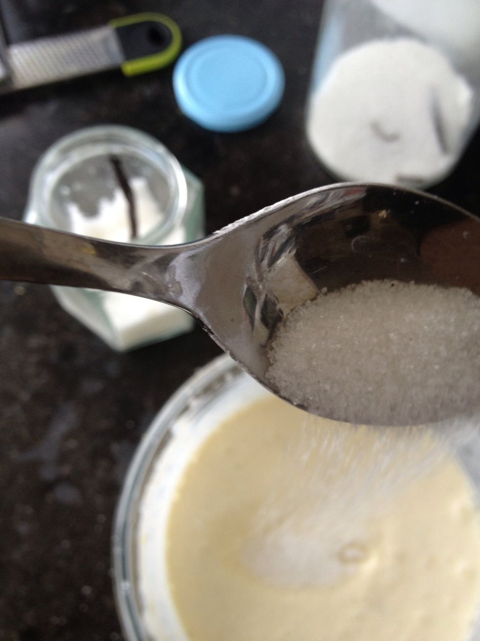 5 Tsp sugar and a pinch of salt.