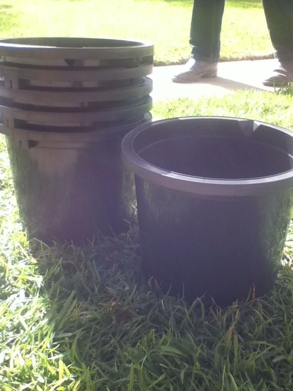 6 buckets that hold roughly 2L
