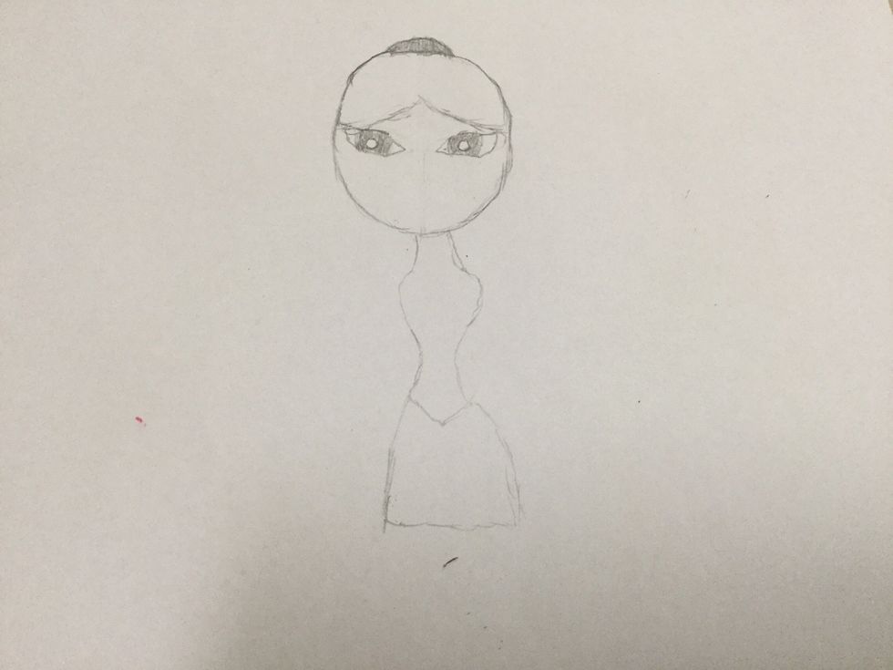 6. Draw her skirt not too Low or high but a little high