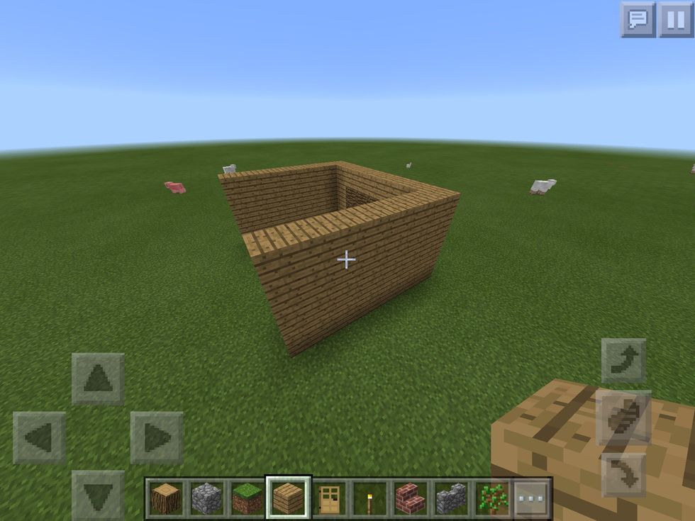 6. Go 6 blocks blocks behind on the right and the left sides after that bring it up by 4 blocks and go back filling in the holes on both sides.