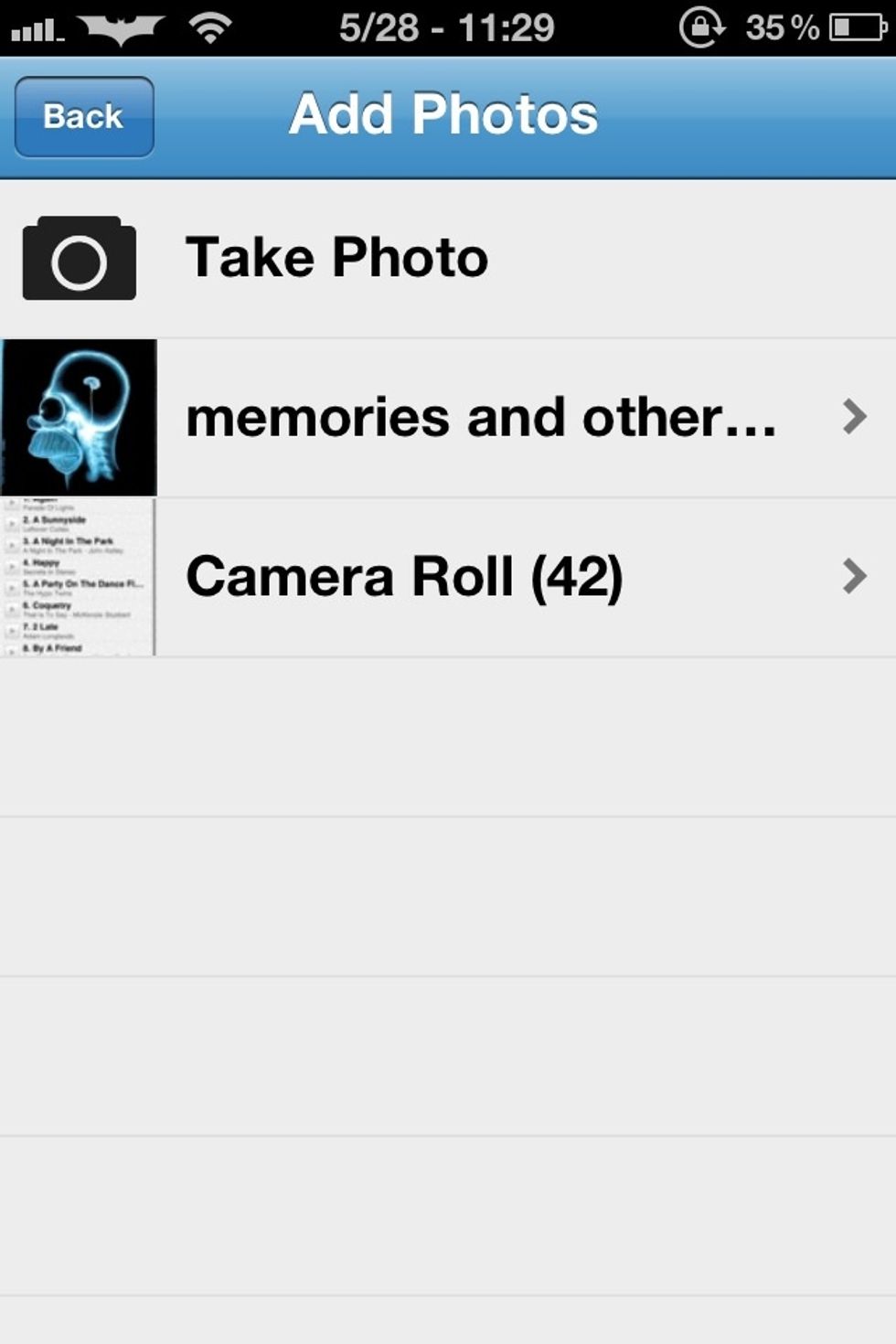 6) next you will add your photos. You can take a picture or pick it from your photo app