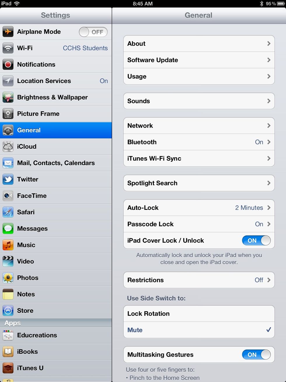 7. Go to general settings and click bluetooth.