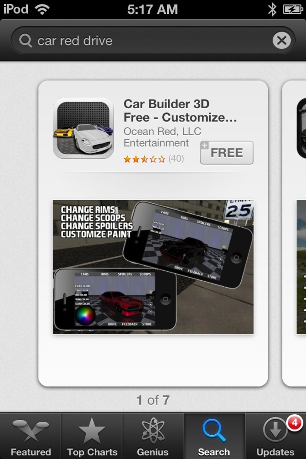 7 matches. CAR BUILDER 3D pops up first.