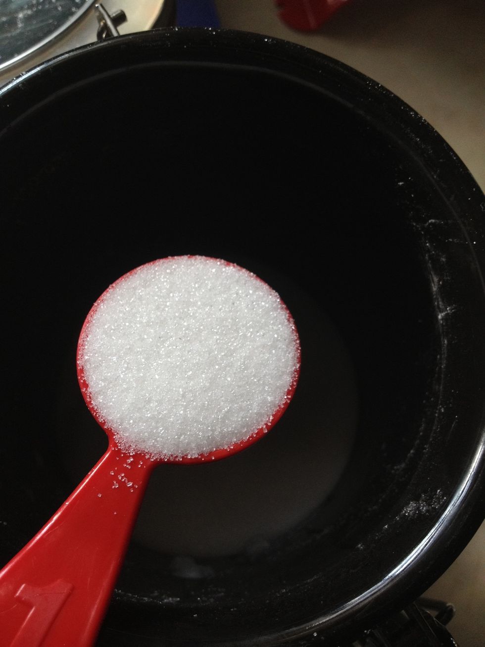 7 Tablespoons of sugar, and add to the 2 quarts of BOILED WATER. *if you have dextrose (corn syrup) you could substitute that! About 1 1/2 cups - 2 cups per 1 cup sugar.