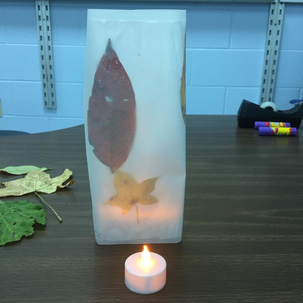 7. Turn on tea light and place on table.