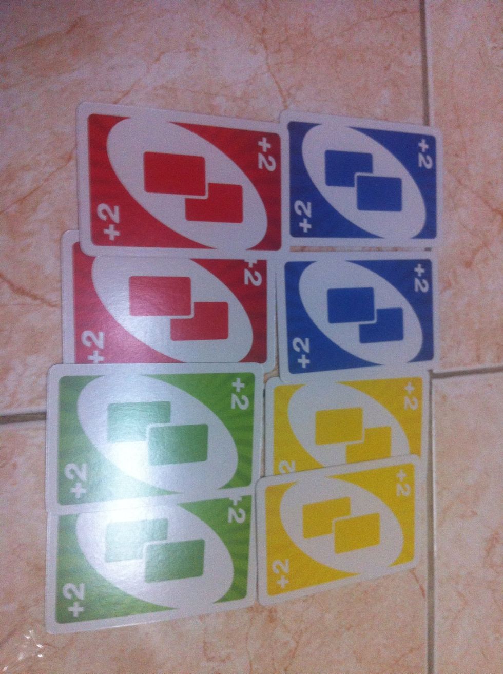 8 draw 2 cards: when you play this card, the next person to play must draw 2 cards and forfeit his/her turn.