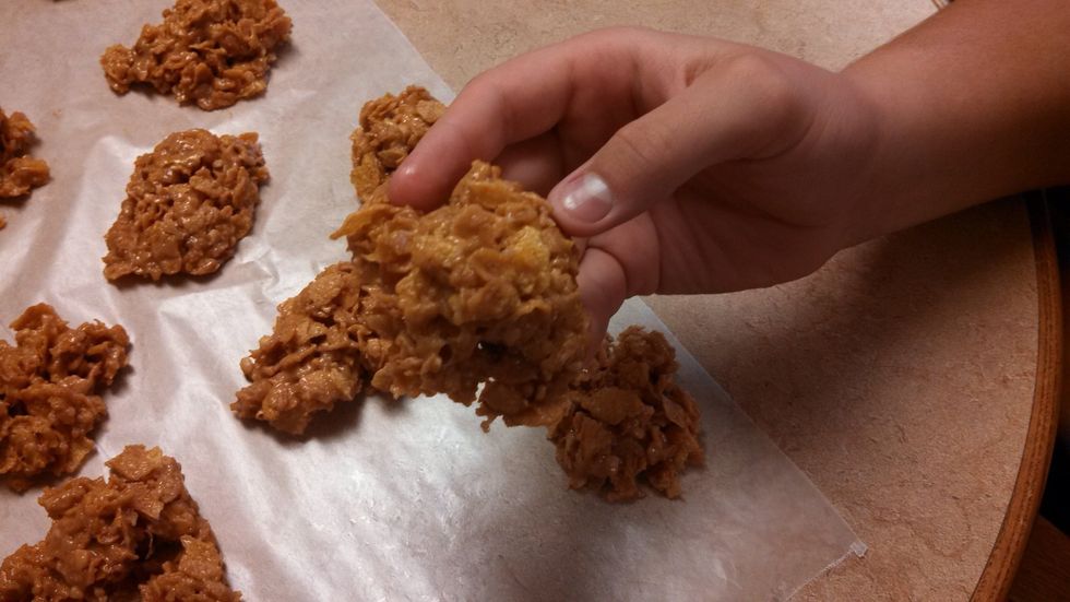 8. Let the treats cool for about 15 minutes or just place in fridge for a couple minutes. Wait to eat them until you are able to hold them.