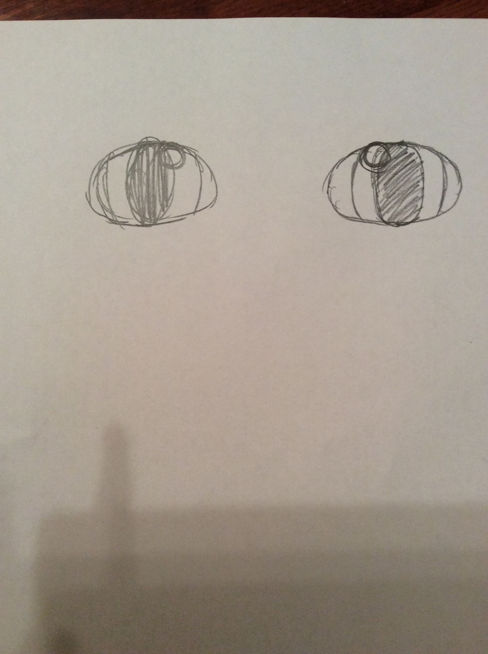 8. Measure 3cm from the eye that you have drawn and do the exact same method from steps 5 to 7.