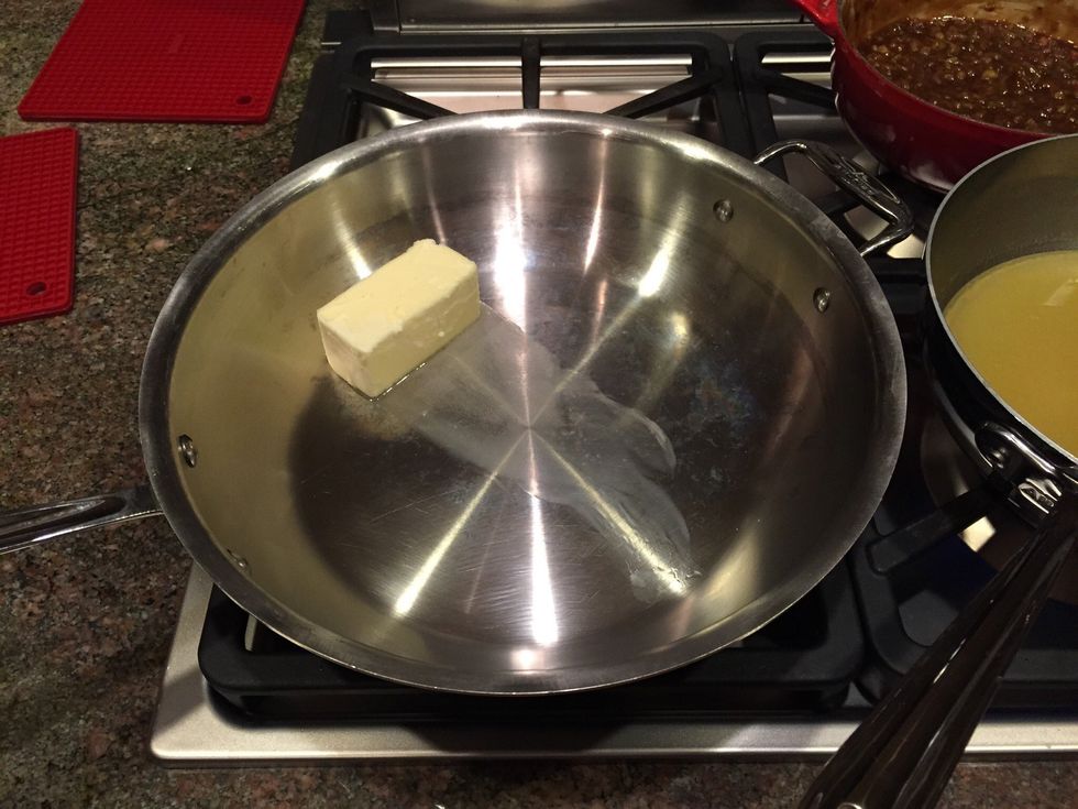 8 Tbsp. butter into crawfish pan