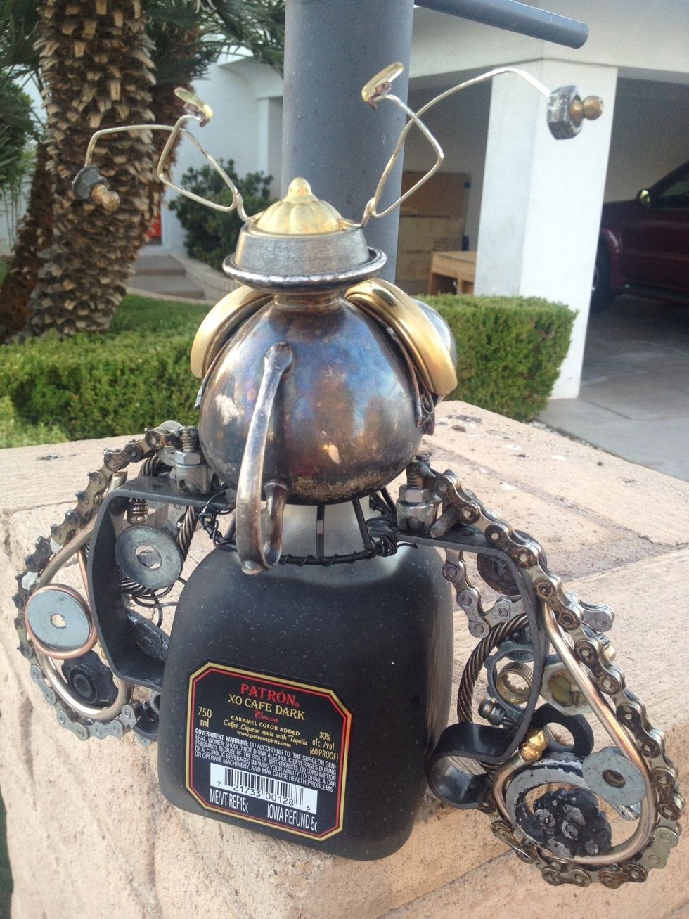 80% done.... Found objects are many different metals. Some solder some not, some weld some not. But ALL gets really dirty and must be cleaned again. Also wire wrap and file all sharp edges.