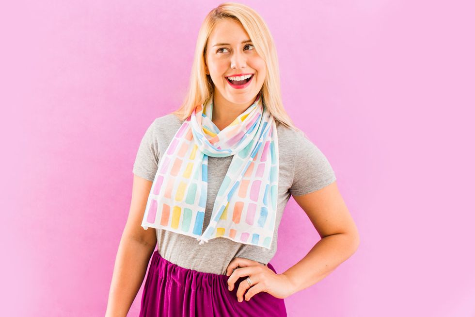 9. DIY Watercolor Scarf: If you\u2019re packing delicate items, you\u2019ll need to wrap them up. What if your packing material was another present\u2026 like this super adorable scarf? http://go.brit.co/2bms9LS