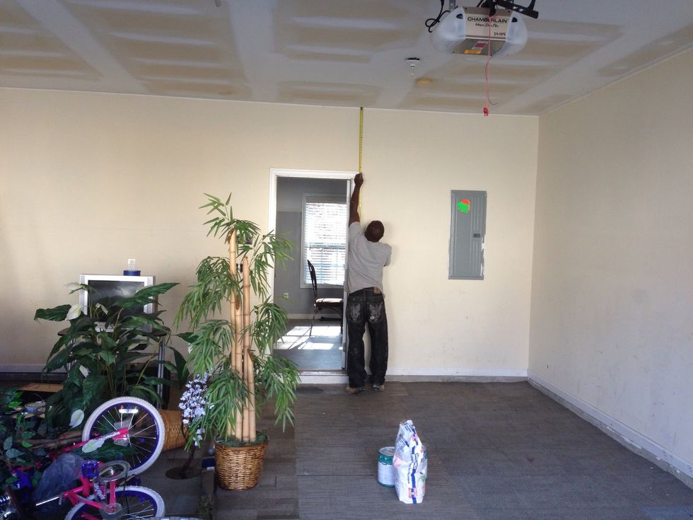 9 ft ceilings. We decided to go 26" per Color. Measure from the ceiling 26" mark a line and do forth.