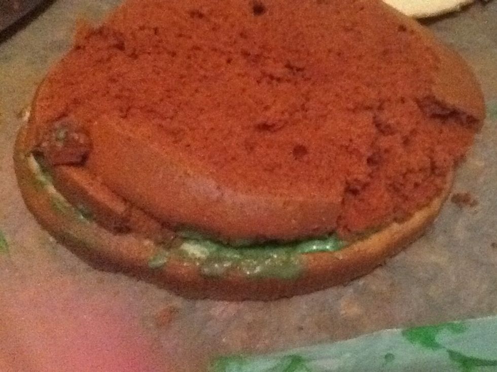 A add the chocolate cake for the meat pattie