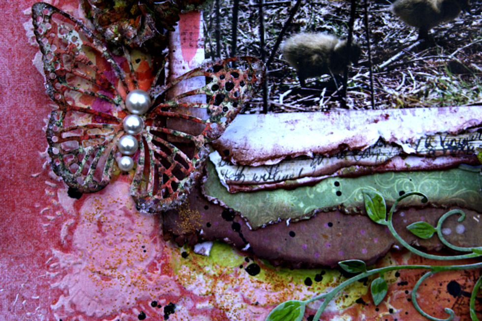 a beautiful mixed media layout stacked with lots of lovely layers.