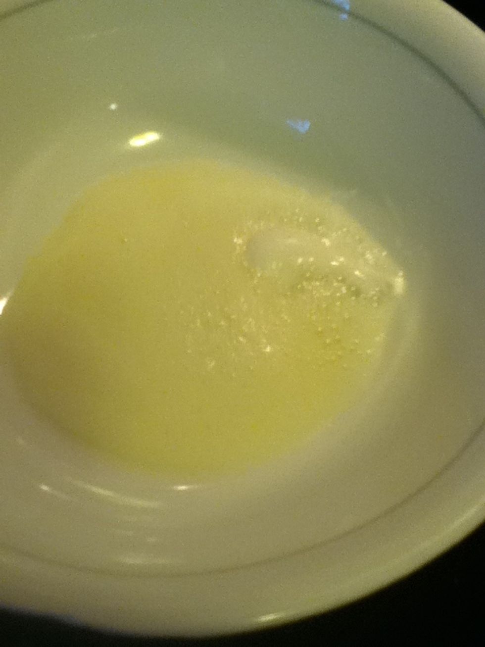 A bit of lemon juice. (mine pored out a little to much.)