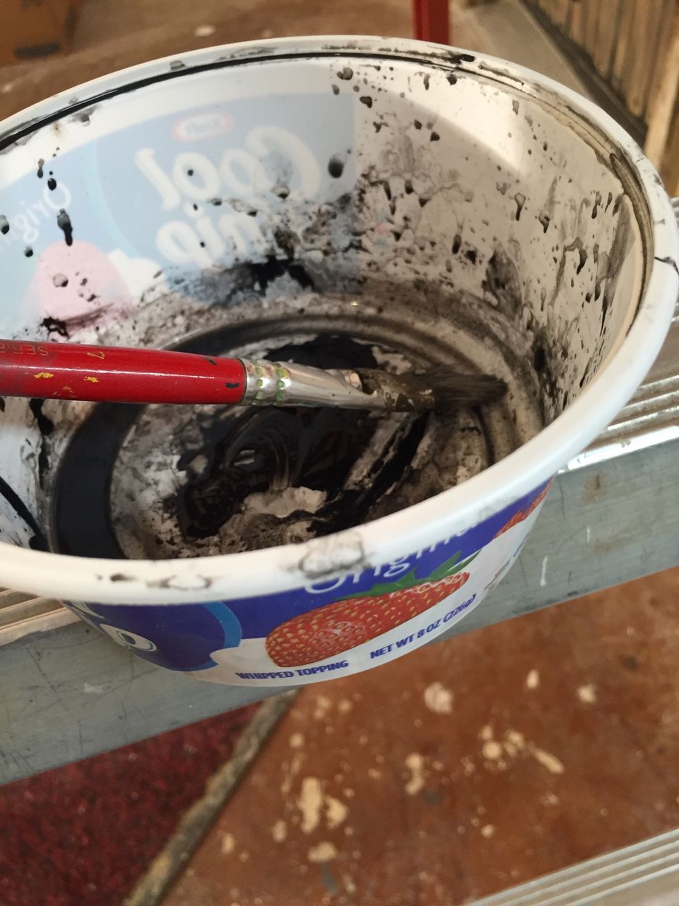 A close-up of the dark color used between stones. Water is used constantly. I wouldn't use your best brushes... an old one works fine.