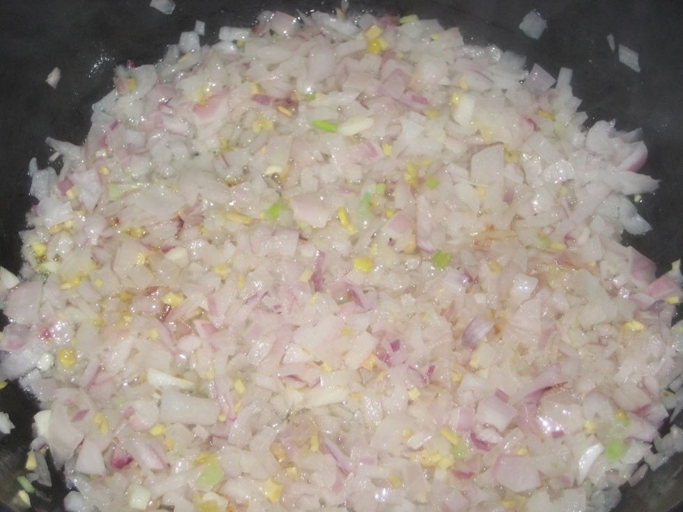 A closer look as the onion is cooking. The heat should be medium as you want the onion to slowly cook and caramelize.