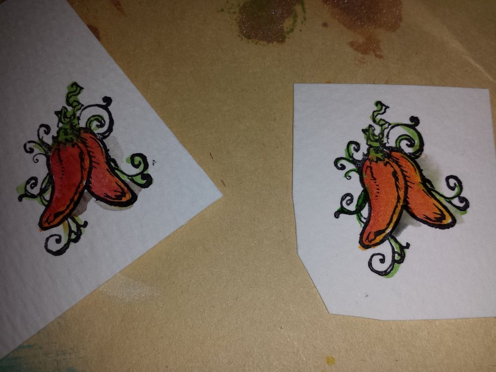 A closeup of the chili peppers... so cute. I then punched a postal stamp shape out of it....