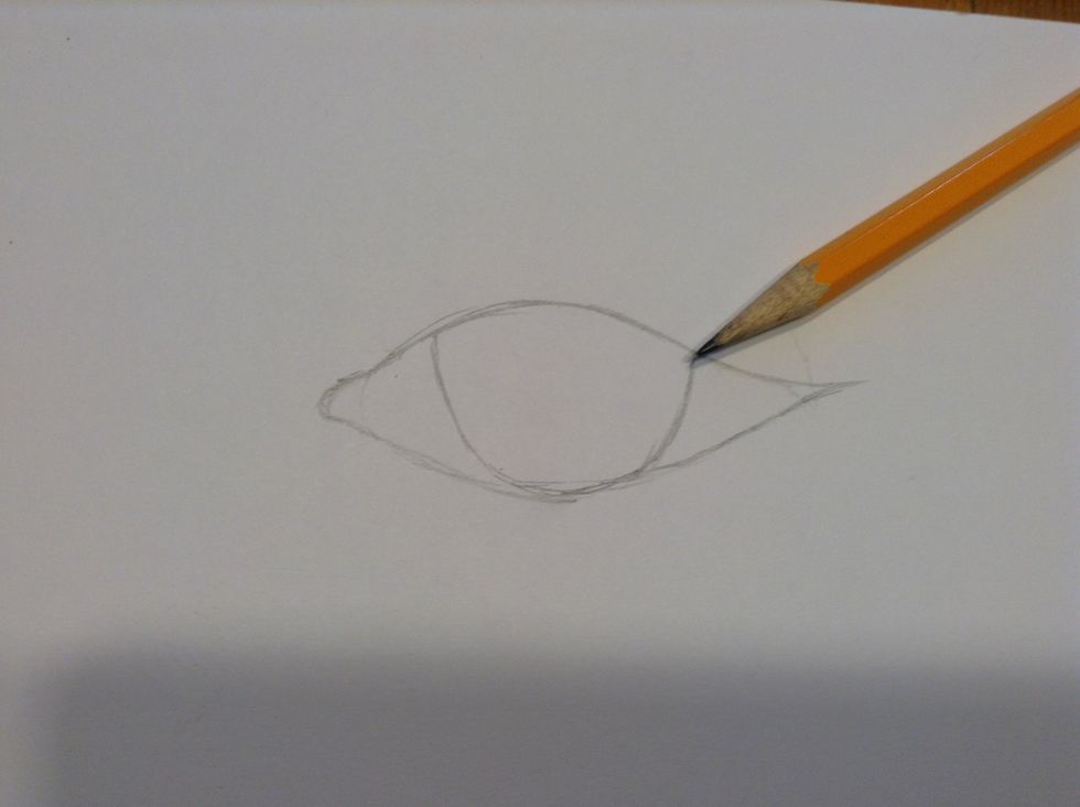 A common mistake that people make when drawing an eye is drawing a circle in the eye for the iris. Instead, you should draw a "U" shape in the eye like this.