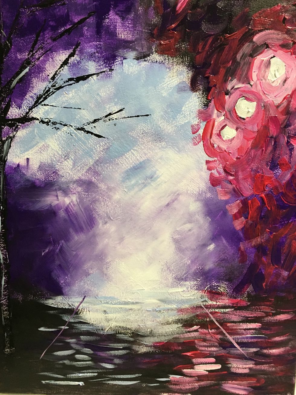 A couple converging lines to represent the edge of the street. They need to point to the same spot the white lights point to.