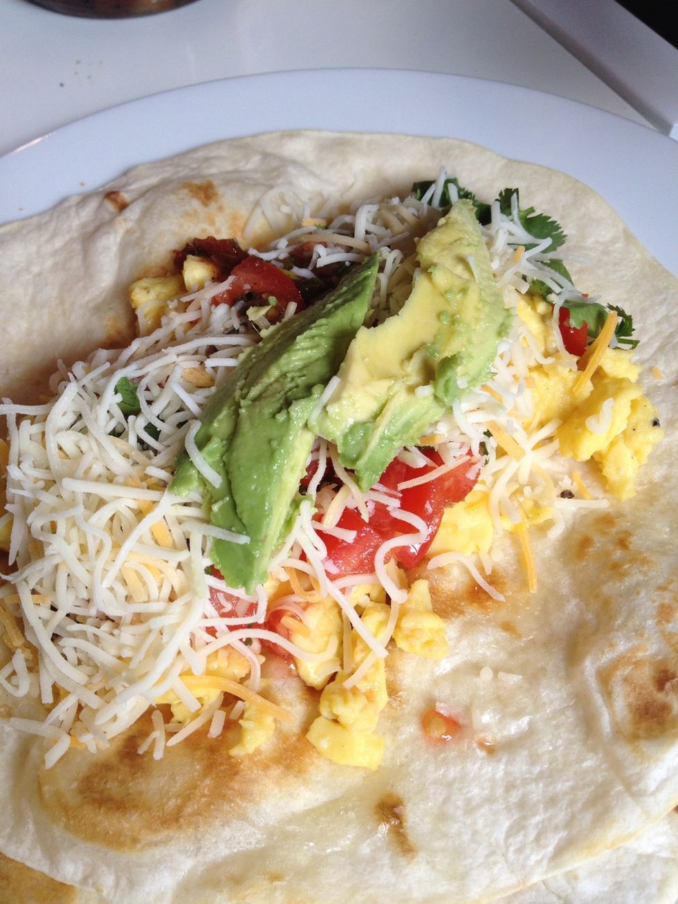 A couple slices of avocado.