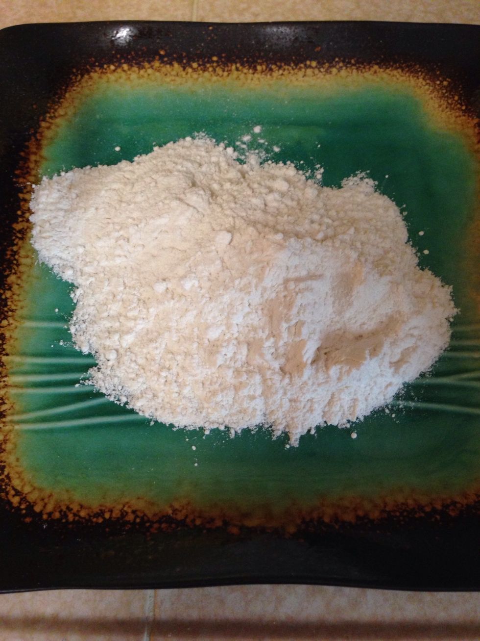 A cup of flour should be enough to lightly coat each cutlet.