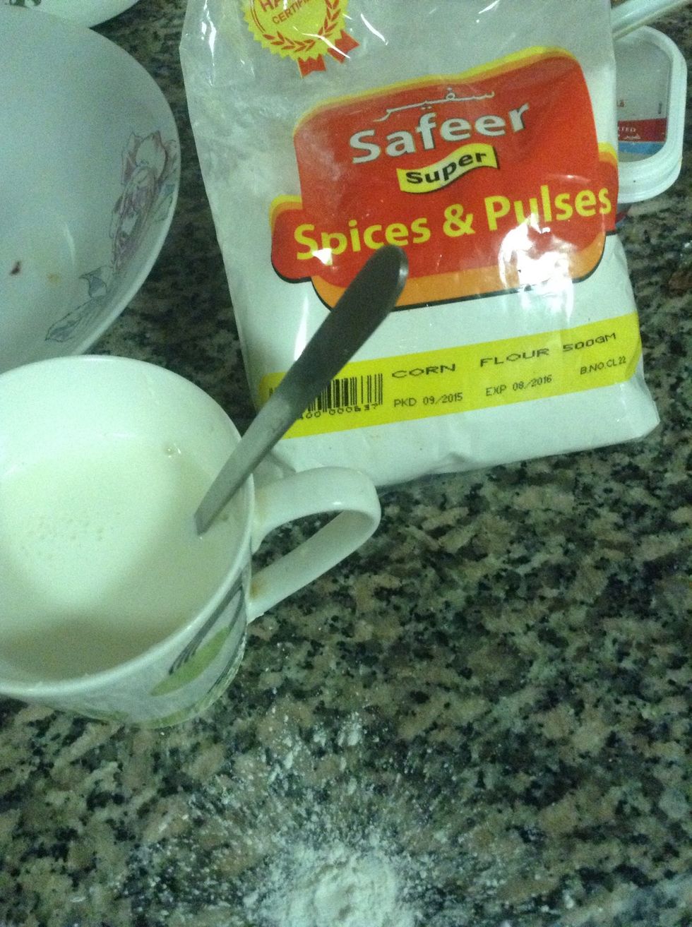A cup of milk add 1 tbsp of corn flour mix well