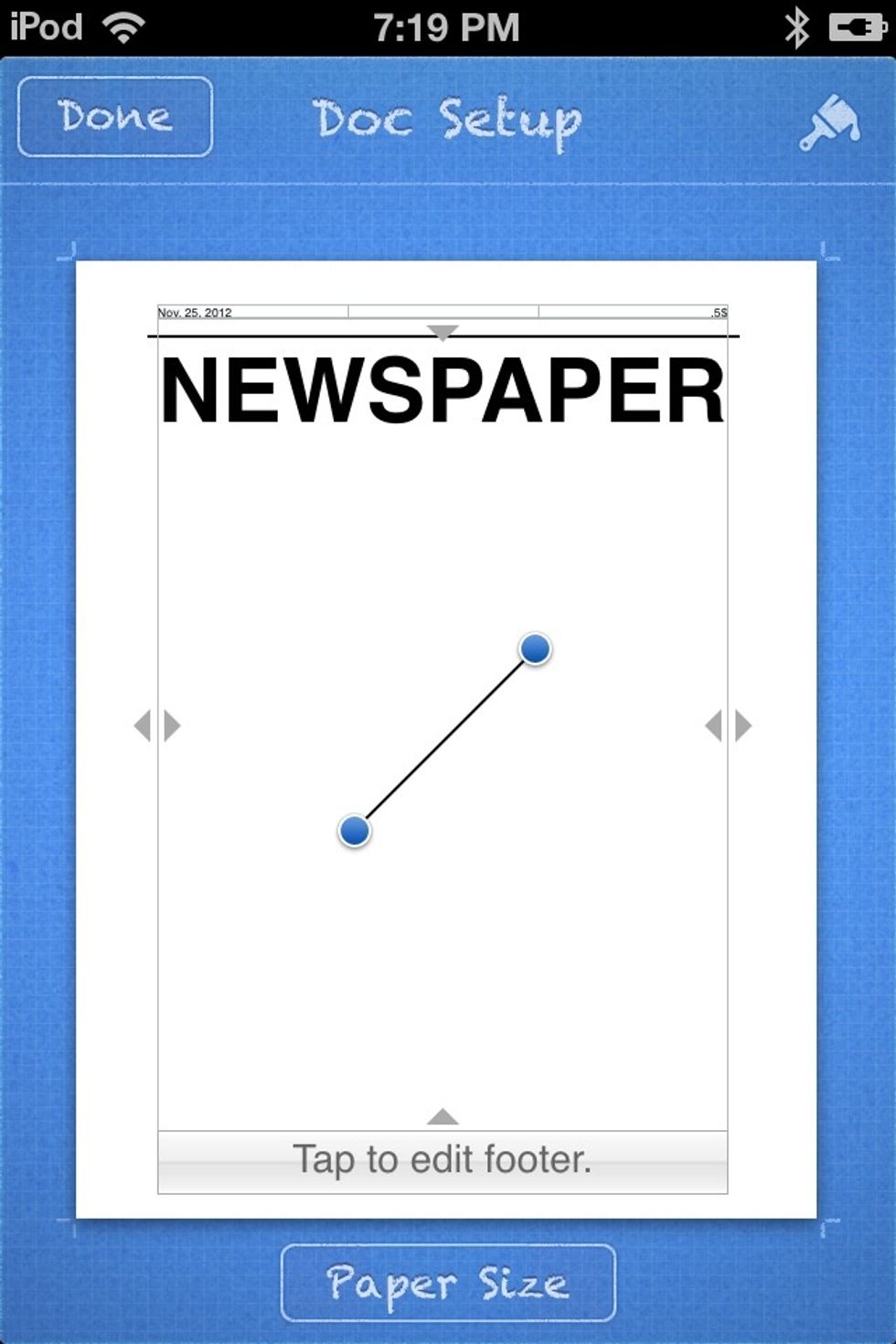 A diagonal line will appear. Position it just under the DATE and PRICE as I have above.
