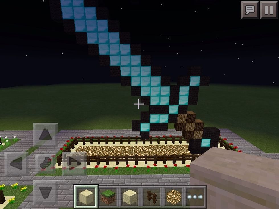 A diamond sword, also made by Manu Leigh