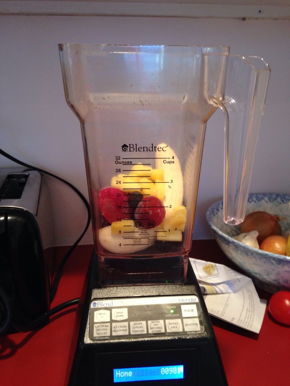 A few handfuls of frozen fruit.