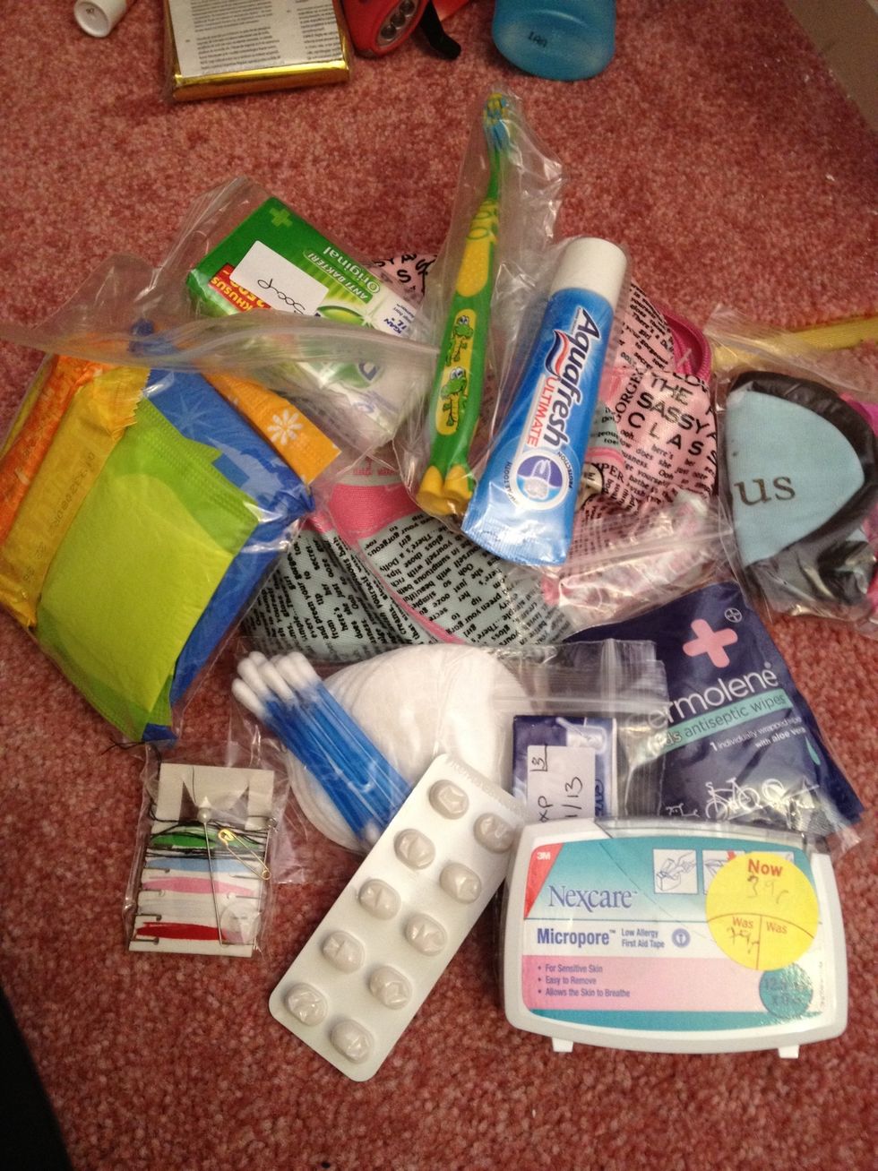 A few hygiene bits and medication. These need to be updated as things change. Put up to date repeat slips for meds in with your documents.