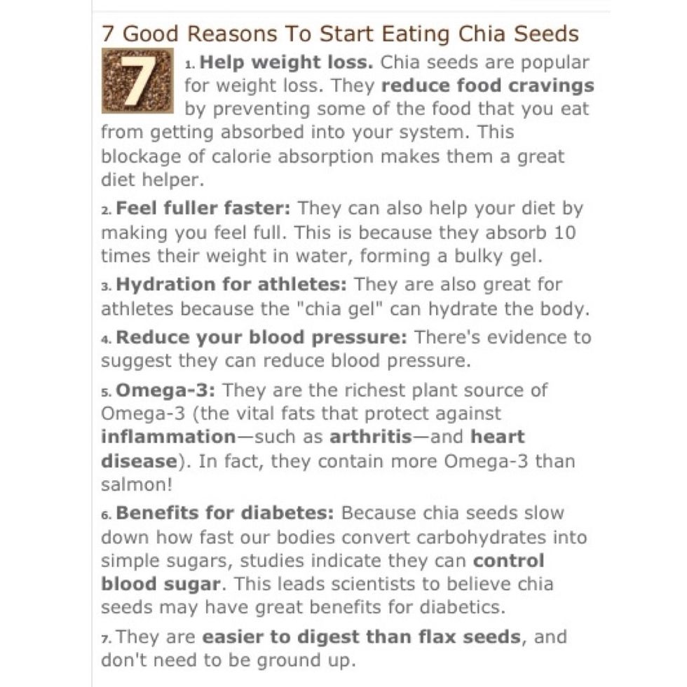 A few info about the health benefits of CHIA SEEDS