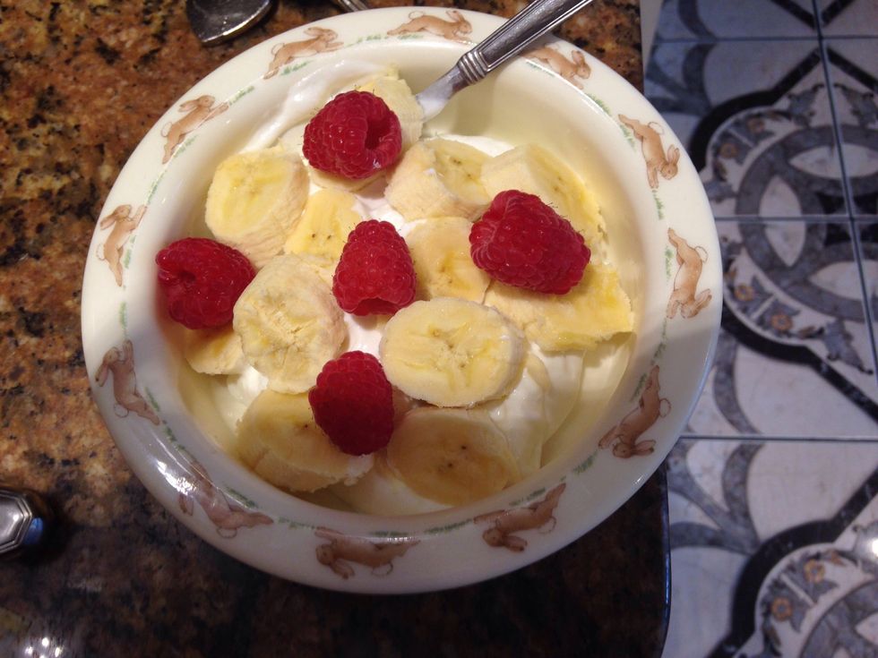 A few raspberries, in a cute pattern.