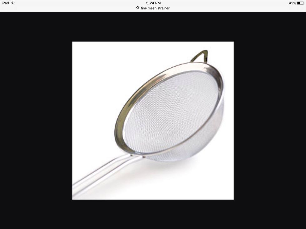 A fine mesh strainer is used to strain liquids away from dry ingredients. I can use this to strain liquids from dry ingredients.
