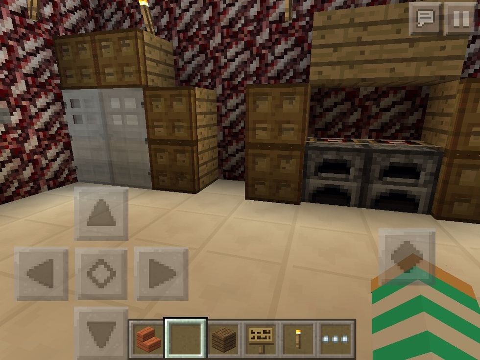 A fridge,oven,and cubberds