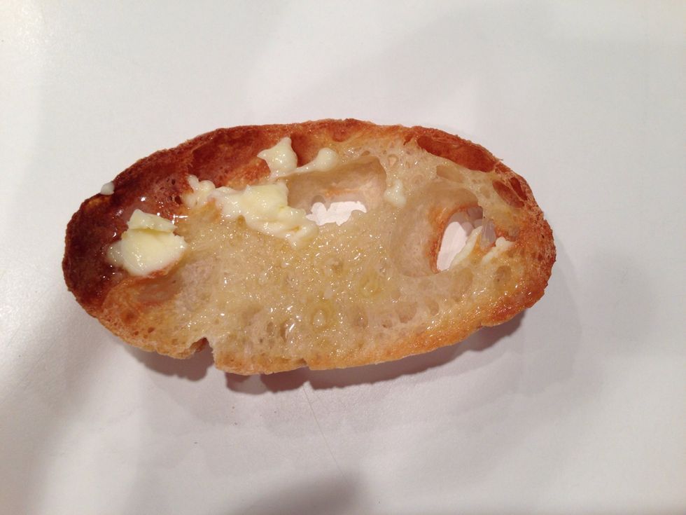 A good time to talk about butter. Eat butter! I didn't bring you all this way to dunk this bread in olive oil. You know that restaurants do that because it's way cheaper than butter?But you knew that