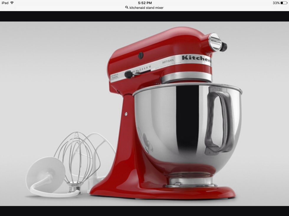 A KitchenAid stand mixer is used to mix ingredients. I can use this to mix cookie dough.