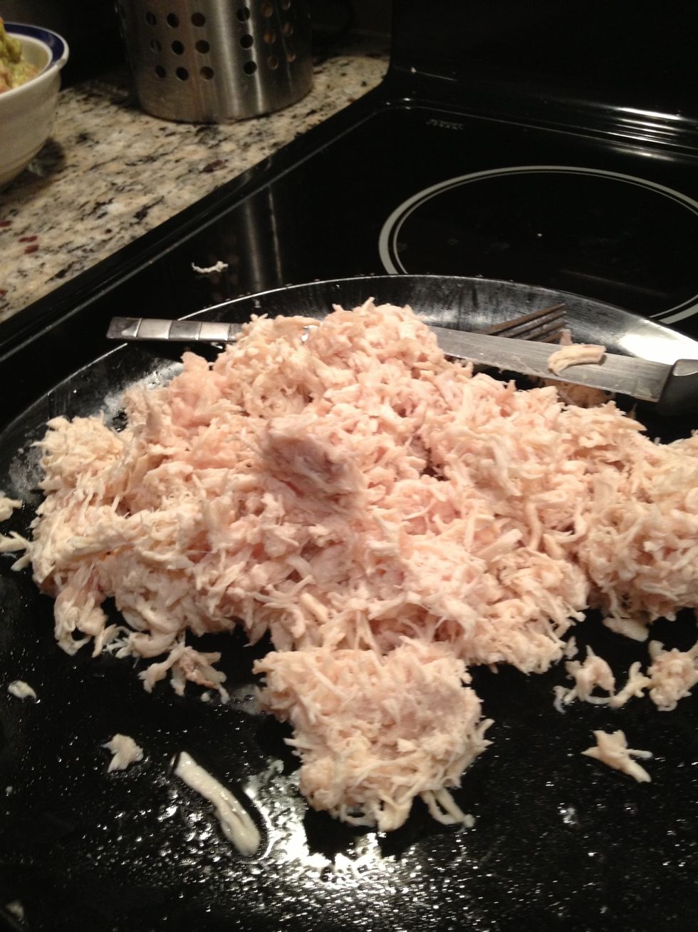 A large breast blended becomes a lot of chicken.