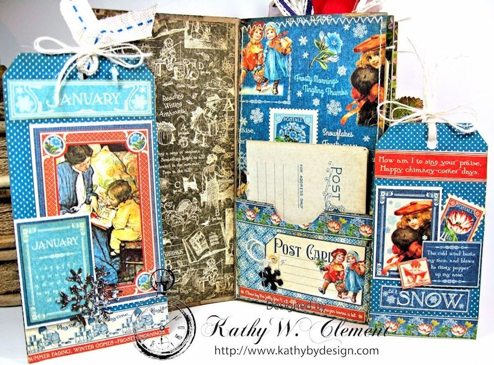 A large folded ephemera card fits perfectly in the pocket along with the decorated tags.